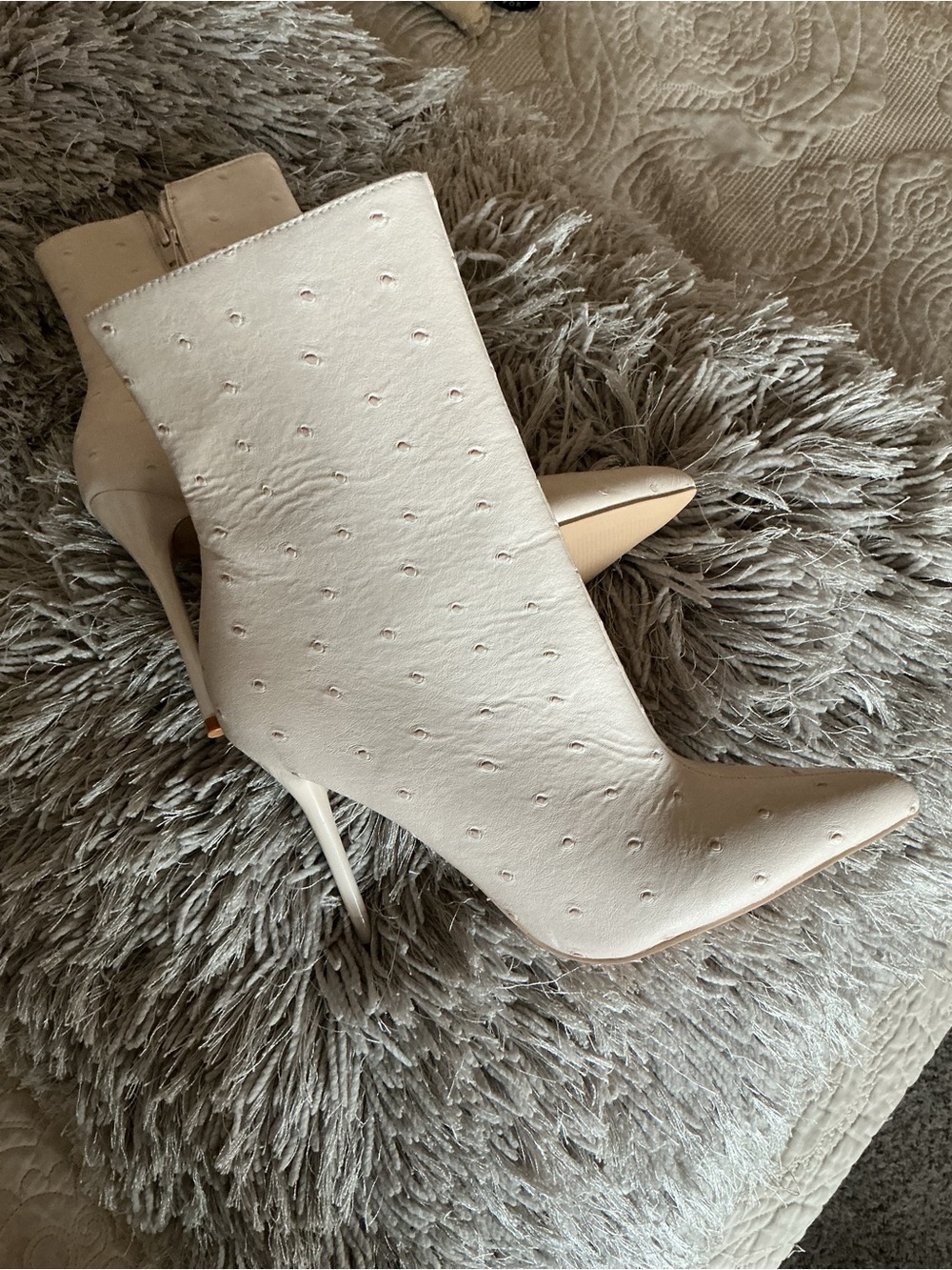 Women’s cream colored Pointed Toe Stiletto Ankle Boots